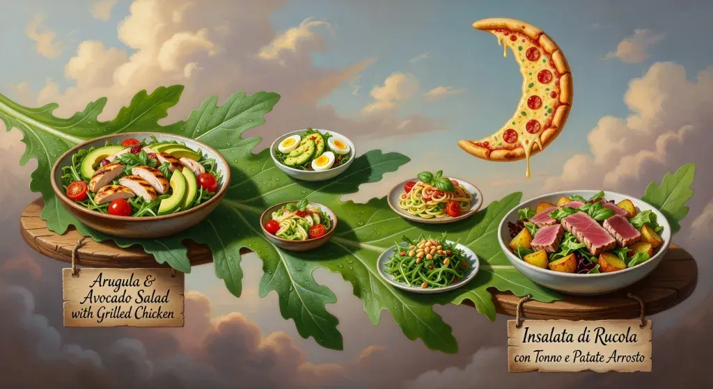 Rukola salate za pizzerije: sveže i papreno italijanske priloge